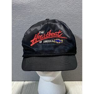 90s Vintage The Heartbeat of America Chevy Hat Adjustable Cap Black Rope Hat
